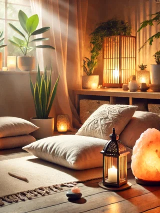 A-serene-and-cozy-meditation-space-in-a-home-with-soft-diffused-lighting-a-comfortable-cushion-on-a-mat-a-Himalayan-salt-lamp-glowing-softly