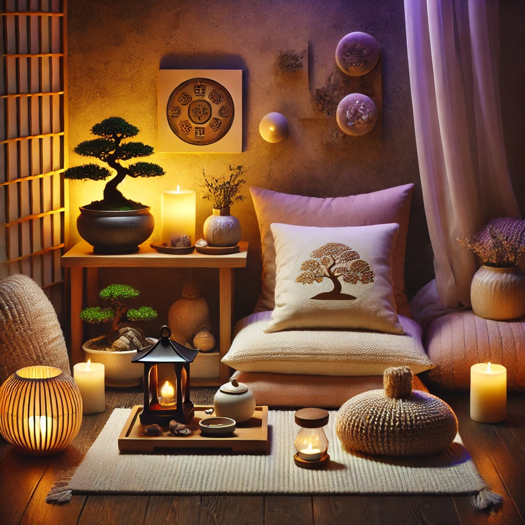 Comfortable and serene meditation space