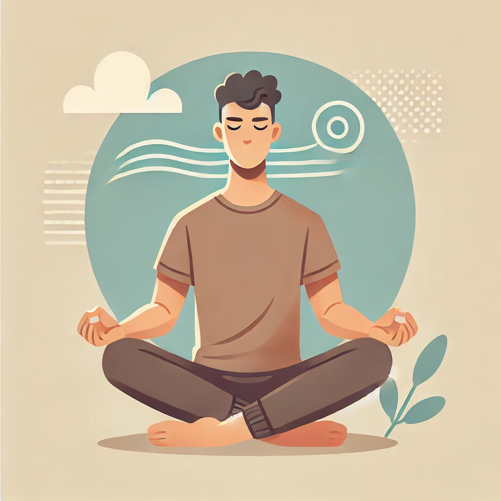 Person practicing deep breathing exercises during meditation